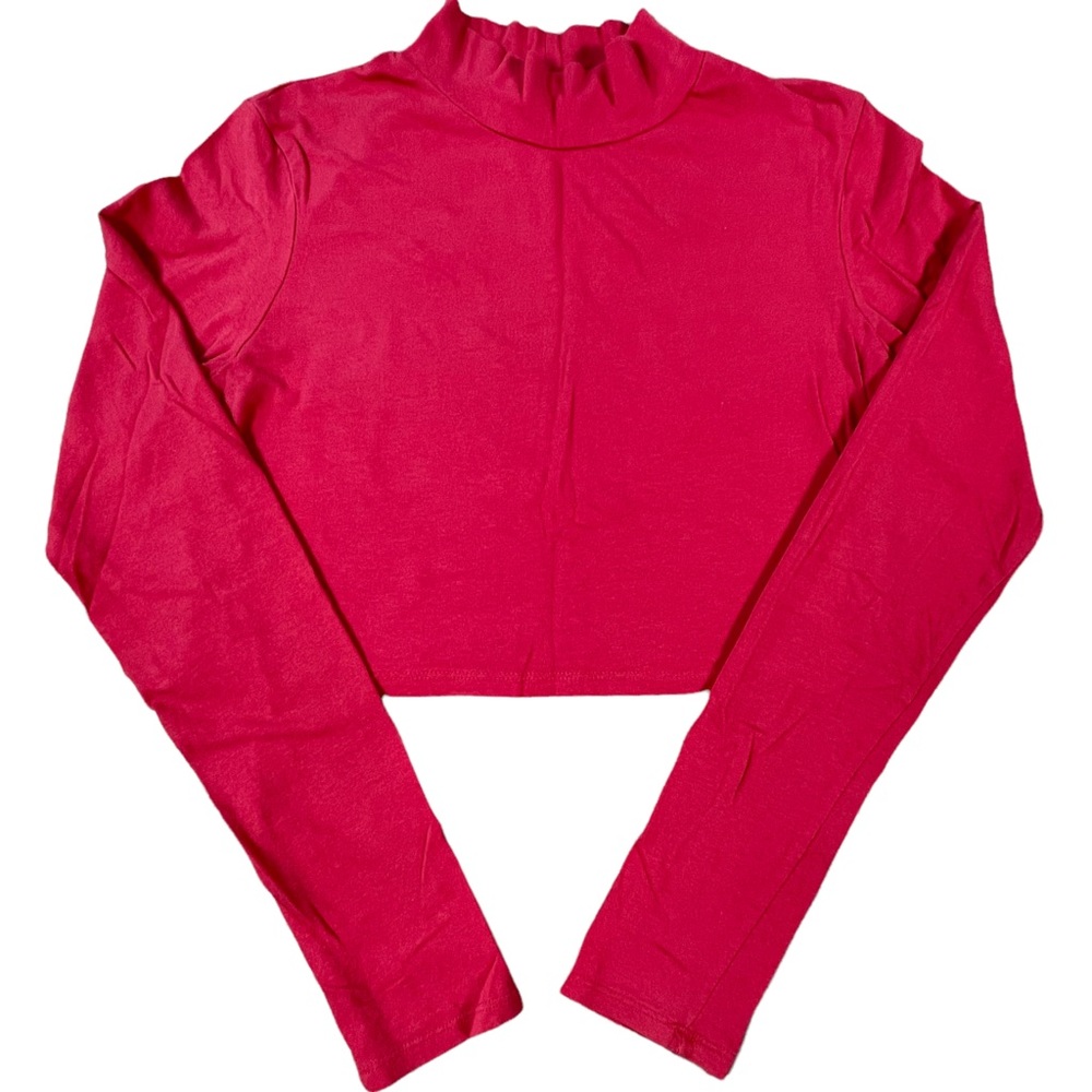 Charlotte Russe size large red long sleeve crop top with short collar